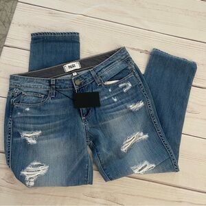 PAIGE Light Blue Distressed Skinny Jeans